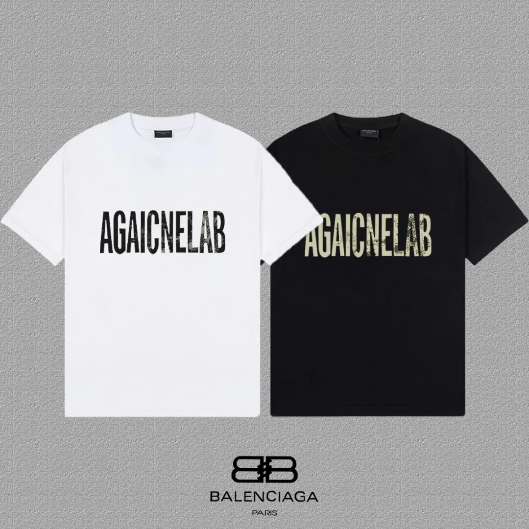P80✨🔥 BALENCIAGA Paris lettering printed short-sleeved T-shirt. Custom-woven and dyed 300 grams of combed cotton heavyweight fabric. Zero color difference in threads. Perfect details. Different from the current currency version. Welcome to compare. Same Style for men and women. Must-sell in the picture above. Color: White Black Size: 1 2 3 4